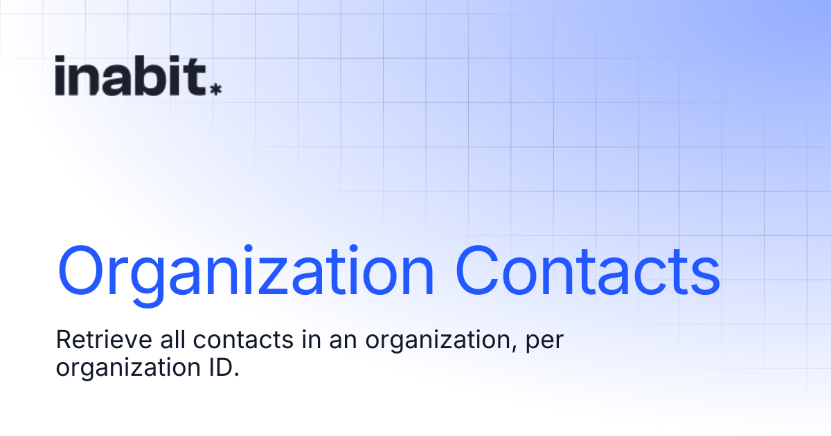 Organization Contacts | API Reference | inabit API Docs
